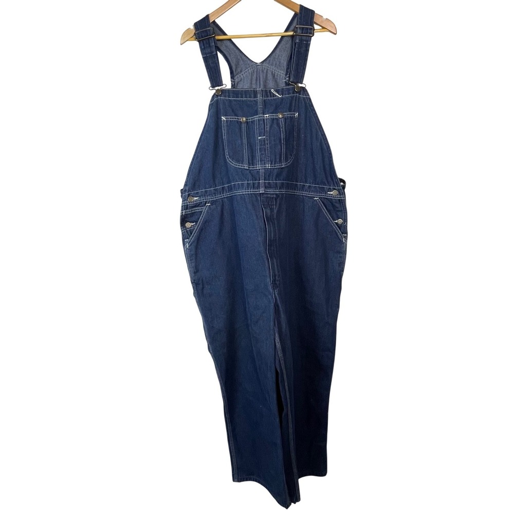 Roebucks Mens Denim Bib Overalls Dark Wash Carpenter Style‎ 48x30 Rugged Vintage